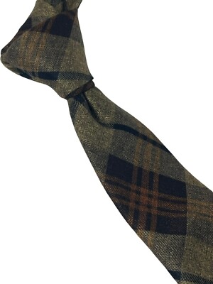 Cravate En Tweed 100% Laine Frederick Thomas - Brun Café Carreaux - Neuve Avec étiquettes