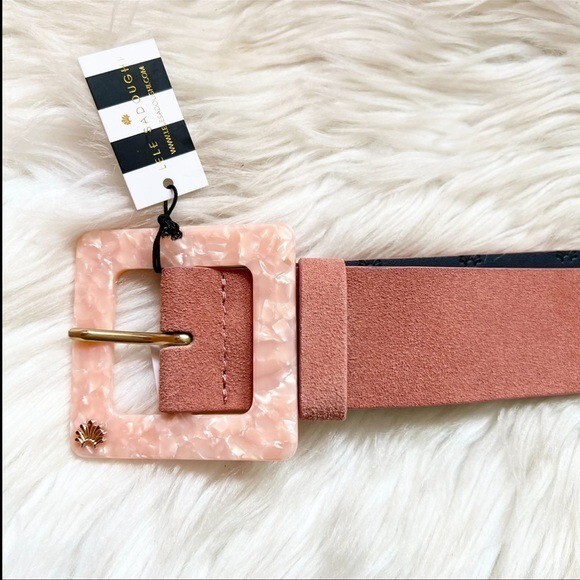 New! LELE SADOUGHI Marble Buckle Suede Belt in Blush Pink New! NWT LELE SADOUGHI Marble Buckle Suede Belt in Blush  main image 3