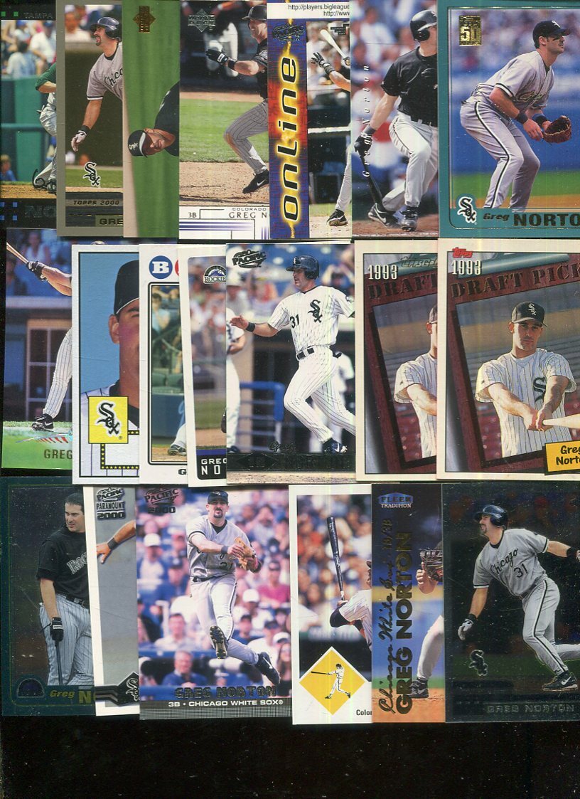 GREG NORTON BULK LOT OF 60 BASEBALL CARDS 20 DIFFERENT WHITE SOX DEVIL RAYS 