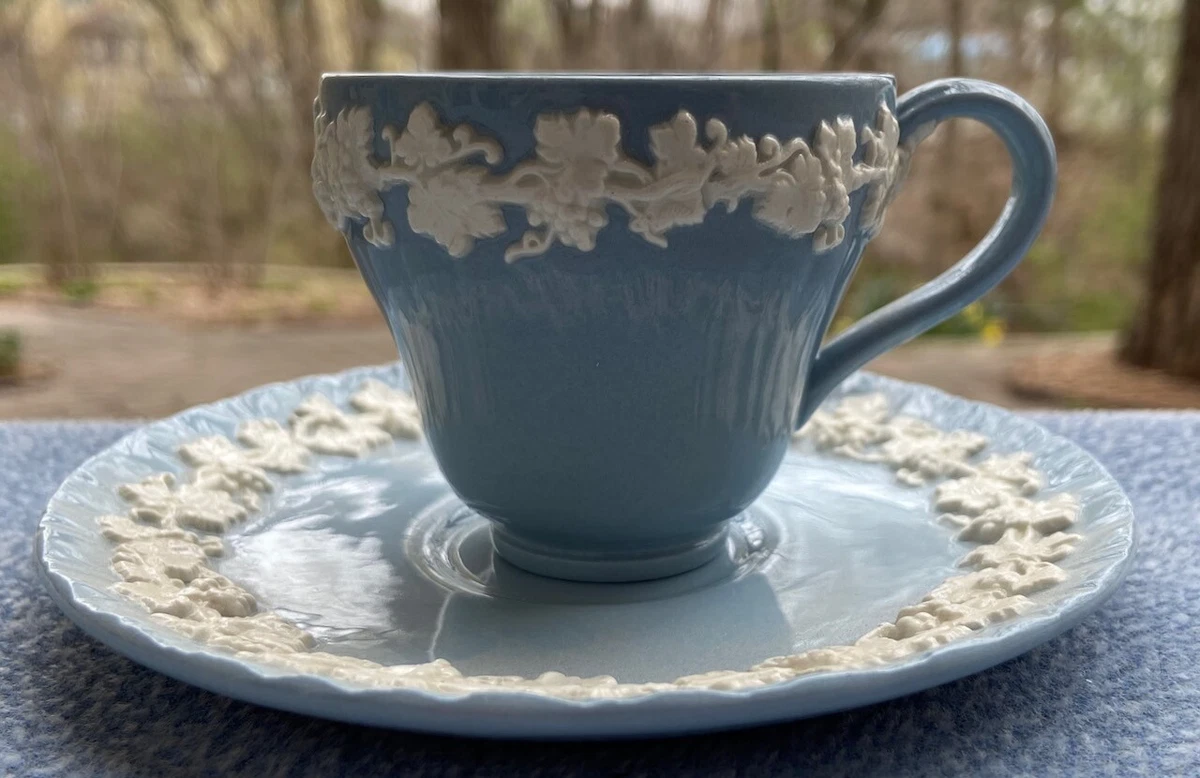 Wedgwood Queensware Cream on Lavendar Ruffled Edge Demitasse Cup and Saucer Set