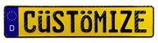 Custom Yellow European German License Plate with VALID Hologram 