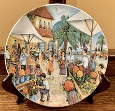Retired Effetti D’Arte Market Scenes FLOWER MARKET 8” Salad / Decorative Plate