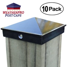 4x4 Fence Post Caps - Deck, Mailbox, Light Post - Aluminum Black 10-Pack Outdoor