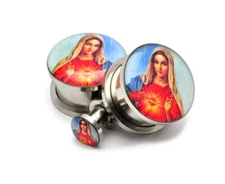 Pair of Screw on Picture Plugs gauges Choose Style and Size 16g thru 1 inch