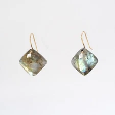 Sundance Labradorite Pillow 14k Gold plated 925 Silver Earring For Women
