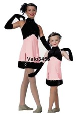 Sweetness Adult Medium Dance Costume Pink Tap Rhinestone Dress w/Undies Gloves