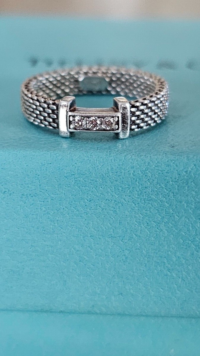 Tiffany & Co. Triple Diamond Silver Somerset Mesh Narrow Tiffany & Co. Triple Diamond Silver Somerset Mesh Narrow