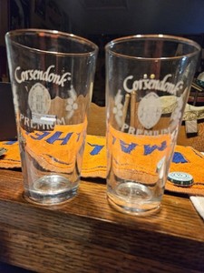 Corsendonk Premium Belgium Abbey Ale Glasses Pair 1950's