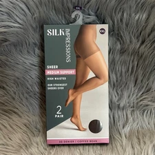 Silk Impressions Sheer Medium Support Womens Size XXL Coffee Bean High Waisted