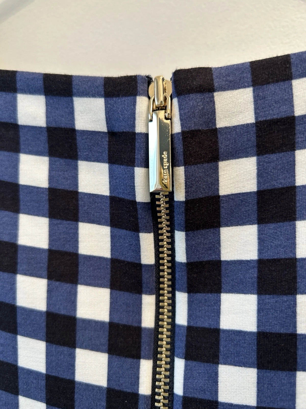 Abito donna Kate Spade Fiorella aderente e svasato taglia media tasche gingham nuovo con etichette