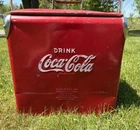 Vintage Coca-Cola Cooler Ice Chest Red/White w/opener 17x15x12