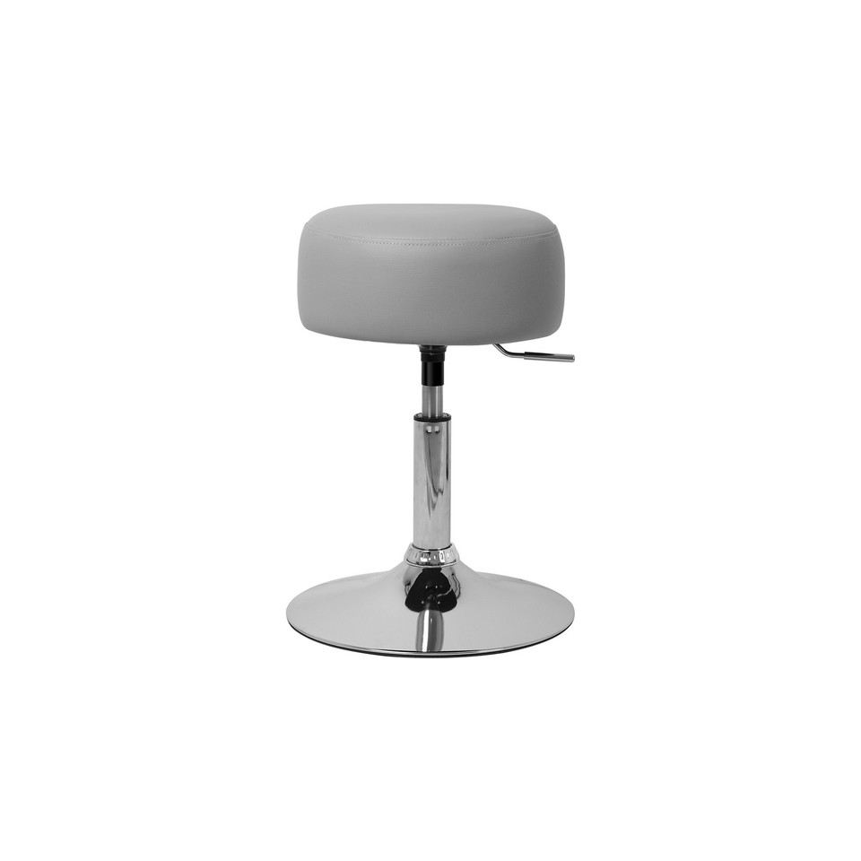 Tabouret de travail gris clair ronde synthétique hauteur réglable 52-65