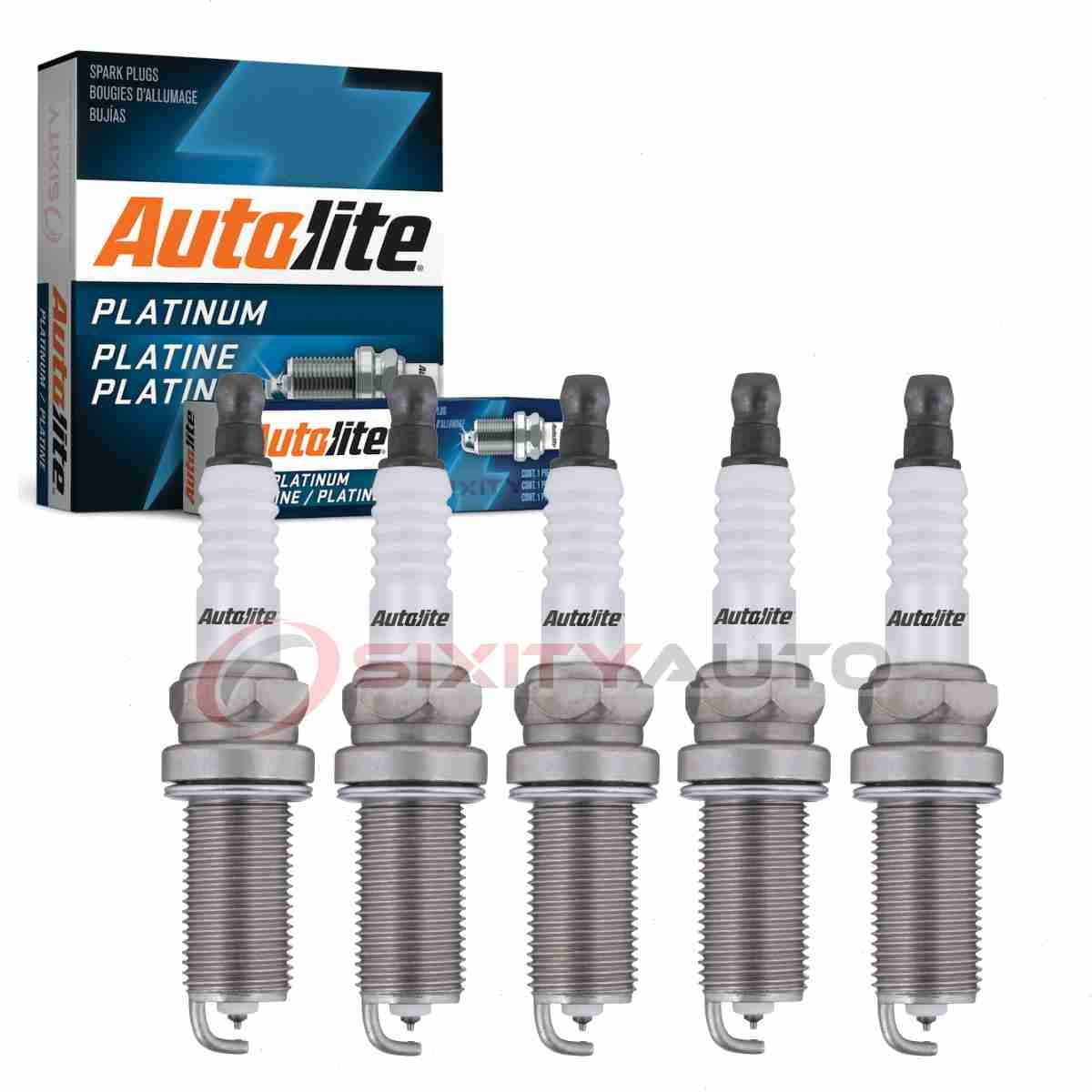5 pc Autolite Platinum Spark Plugs for 2004-2016 Volvo S60 2.4L 2.5L L5 bl