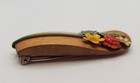 Vintage Wood Enamel Metal Flowers Dress Fur Clip Wooden Yellow Red Blue Green — photo 5