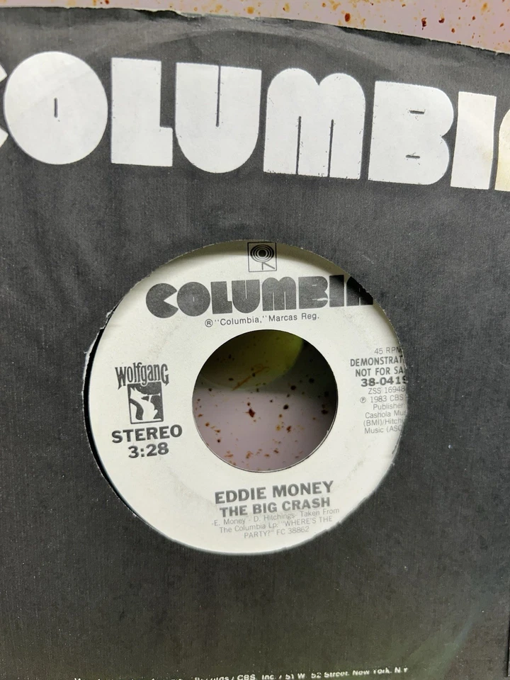 Eddie Money Promo Lot Of 3 45 Vinyl Endless Nights Love In Eyes Big Crash Record - Image 3 of 4