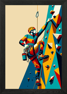 Rock climbing wpap pop art Framed Wall Art Poster Canvas Print Picture