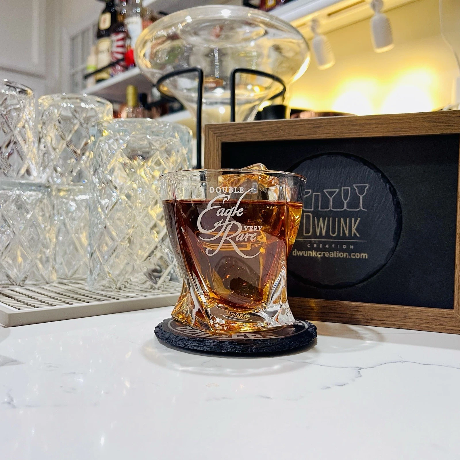 Engraved Eagle Rare Double Eagle Twisted Whiskey Glass