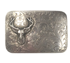 Vintage Sterling Silver Elk Western Belt Buckle .925