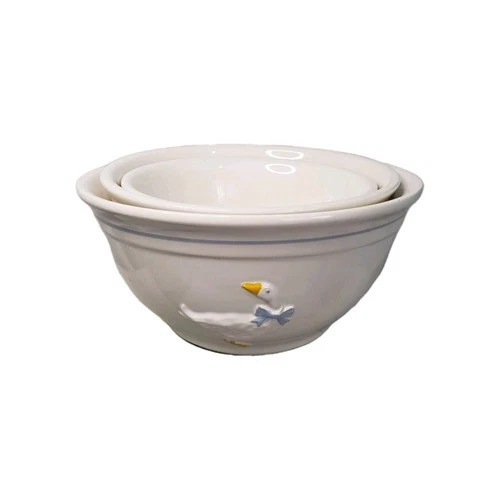 McCoy  Cottage Core Pottery Goose Nesting Mixing Bowls Set Of Three