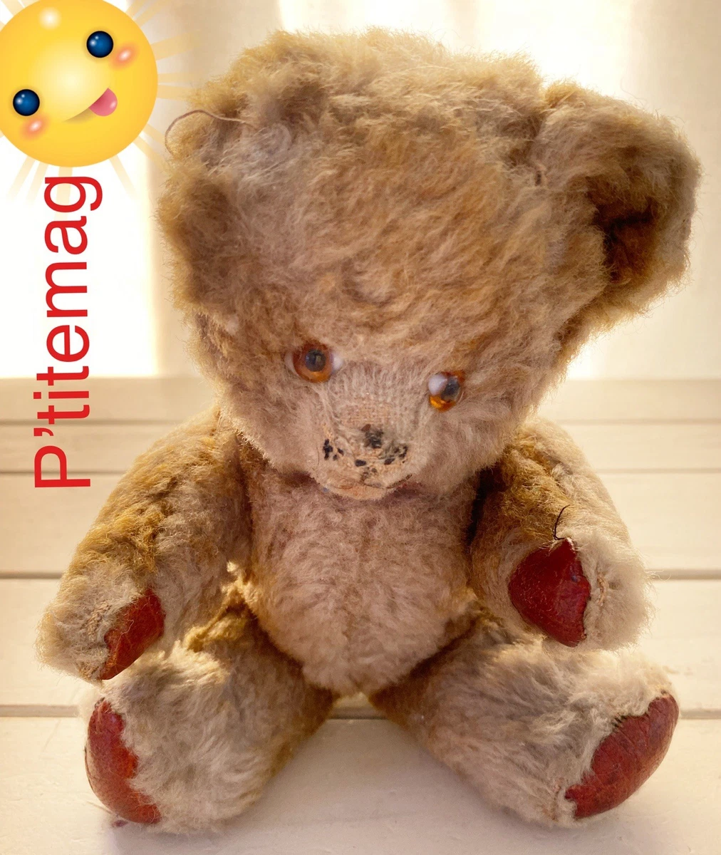Peluche Doudou Ours Fourrure Blanc Boulgom Vintage 30 CM