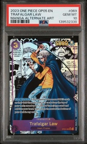 ONE PIECE TRAFALGAR LAW OP05-AWAKENING OF THE NEW ERA #069 MANGA ALT ART PSA 10