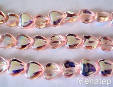 25 10 x 10 mm Czech Glass Heart Beads: Rosaline AB