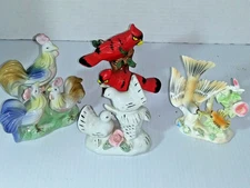 Ceramic Birds/Chicken Cardinal Figurines 1 Lipper & Mann Japan Numbered Lot of 4