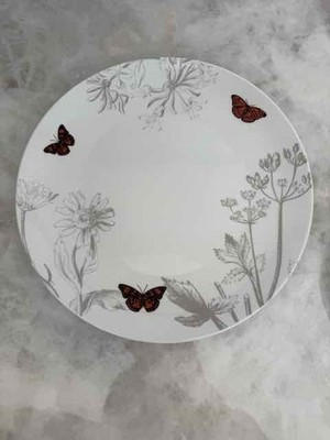 Harvest Green Studio Butterflies Floral 10.5  Porcelain Dinner Plates (Set of 4)