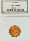 1946-S Wheat Penny NGC MS 66 RD