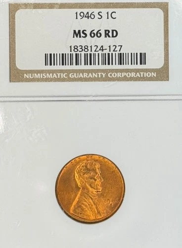 1946-S Wheat Penny NGC MS 66 RD
