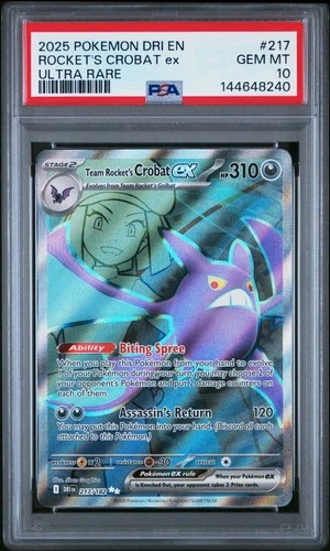 PSA 10 Team Rocket's Crobat ex #217/182 Sv10: Destined Rivals Ultra Rare