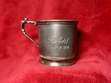 Antique Pairpoint Engraved Baby Child Silver Plate Cup Mug New Bedford MA 1909 