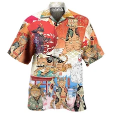 Samurai Cat Funny Art Japanese Limited Edition Hawaiian Shirt