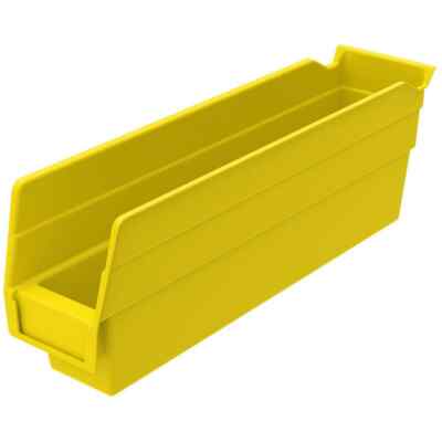 24 Count Akro-Mils 30110 Yellow Hopper Shelf Bins: 2-3/4'' W x 11-5/8'' D x 4'' H