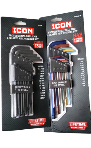 Icon Professional Ball End L-Shaped Hex Sae 13pc /Icon 13pc Metric L-shaped Hex - Picture 3 of 3