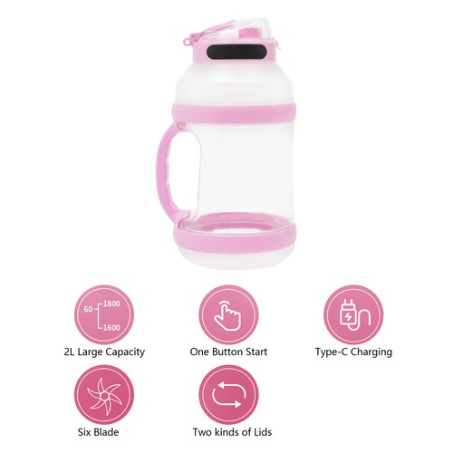 2L Portable Juicer Juice Extractor Cup Electric Blender USB Mixing Machine 150W - Picture 3 of 15