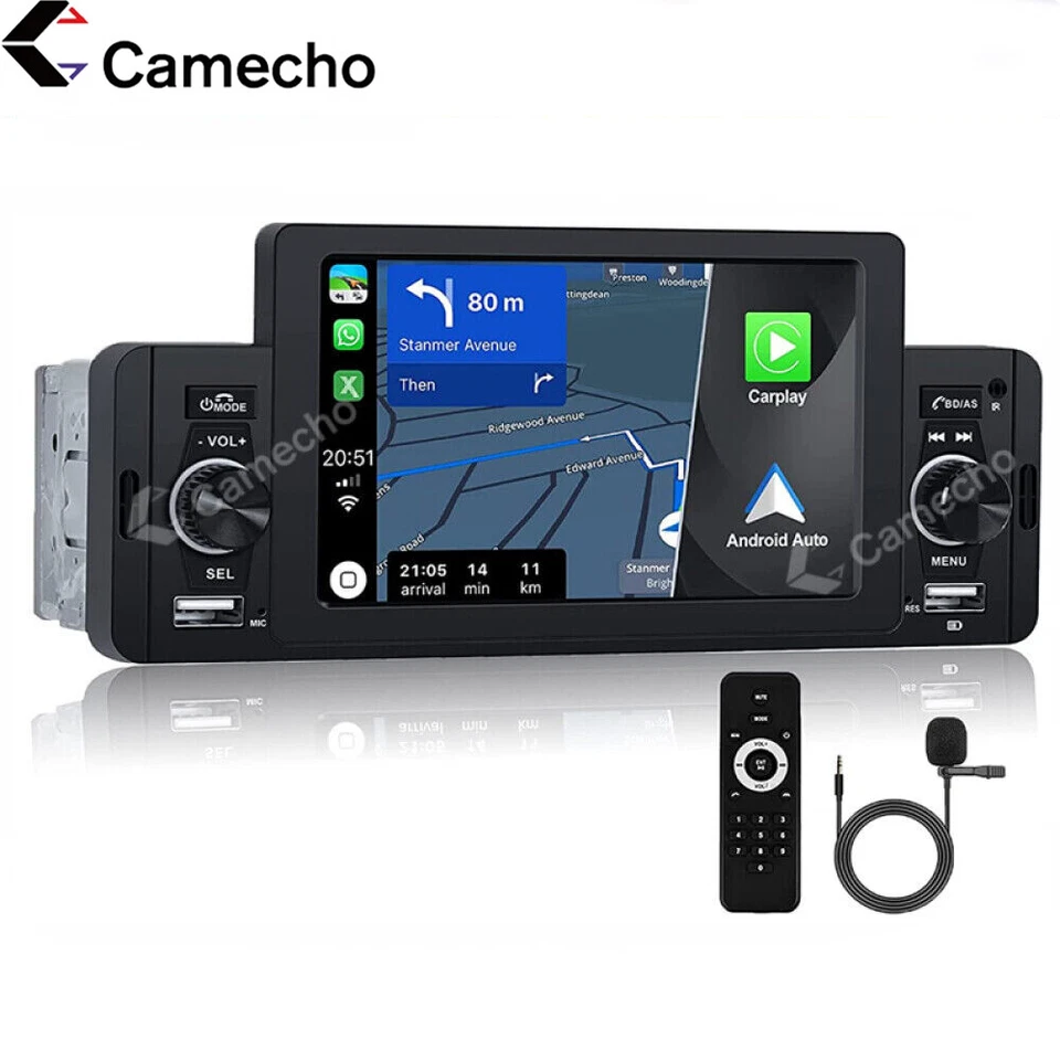 5 Zoll 1 Din Autoradio mit Apple Carplay Android Auto USB Bluetooth FM Bldschirm