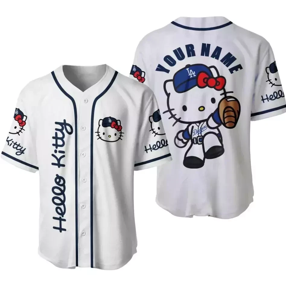 Custom Baseball Los Angeles Hello Kitty Jersey Shirt,Custom LA Name Jersey