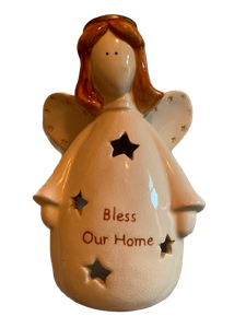 Bless Our Home Angel Tea Light Candle Holder Porcelain | EBay