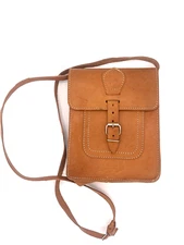 Vtg AEPMA LEDER Tan Leather Crossbody Satchel Bag – Handmade Germany, Boho