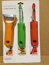 3-piece PEELER set Julienne Swivel Serrated Household Trends Dishwasher safe NEW