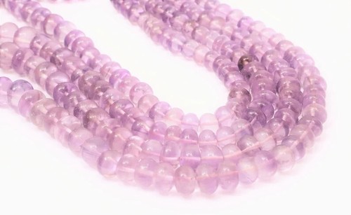 Natural Pink Amethyst Smooth Rondelle Gemstone Beads, 16" 5-10mm AAA++ Quality - Picture 7 of 10