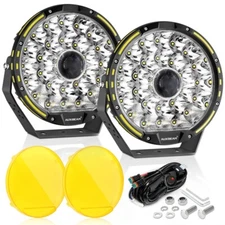 AUXBEAM 2X 9"inch 360-PRO LED Work Light Pods Offroad Driving Lamp+Amber Cover