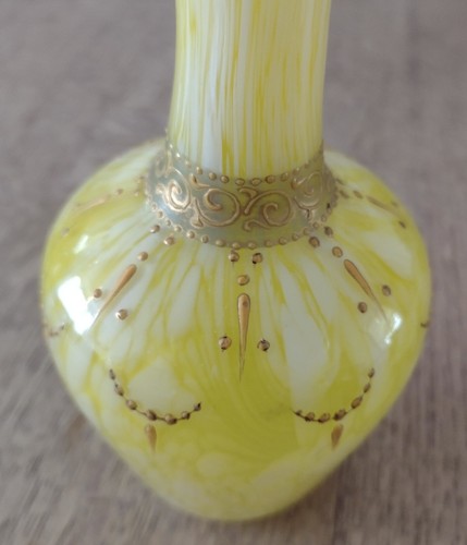 Antique Bohemian Franz Welz Yellow Spatter Glass & Gilt Jug Carafe c1890 - Picture 7 of 9