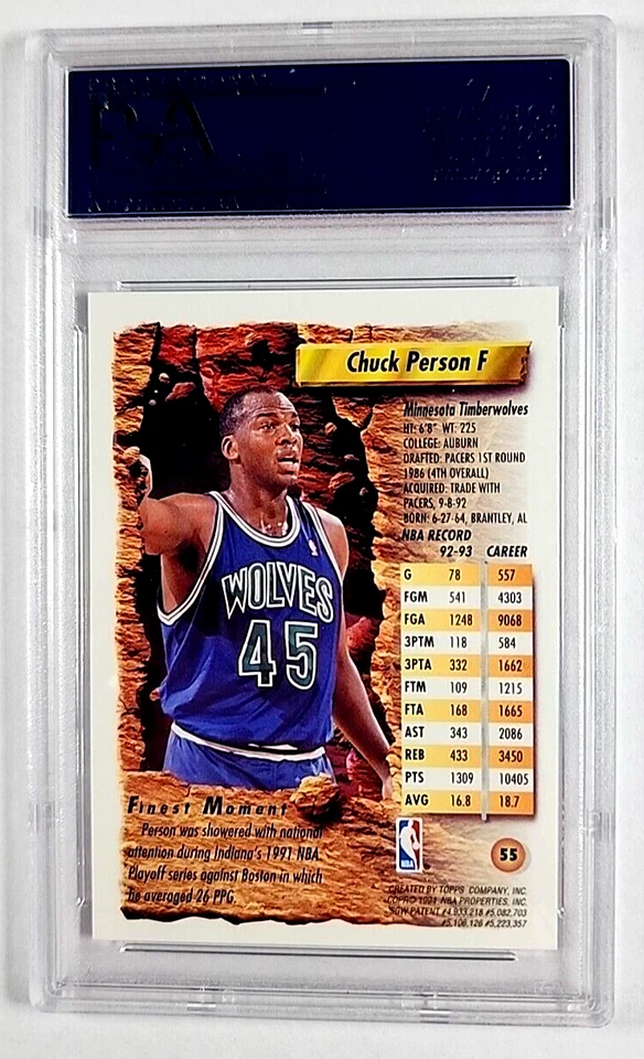 1993 1993-94 Topps Finest Refractor #55 Chuck Person PSA 9 Only 2 Graded Higher - Image 2 of 3