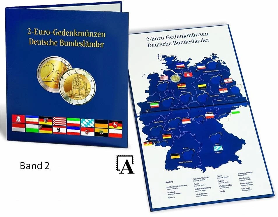 Leuchtturm Münzalbum Band 2 für 16 2-Euro-Münzen Bundesländer Presso 2023-2038