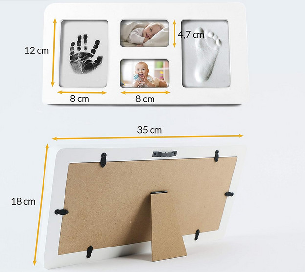 Baby - Hand und Fußabdruck mit Bilderrahmen - selbstmachen - Echtholz - Neu