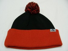 PACIFIC HEADWEAR - BLACK  ORANGE - YOUTH SIZE STOCKING CAP BEANIE HAT 