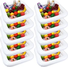 10 Pcs 24 x 24 Inch Inflatable Cooler Buffet Ice Serving Bar Bulk White Buffet