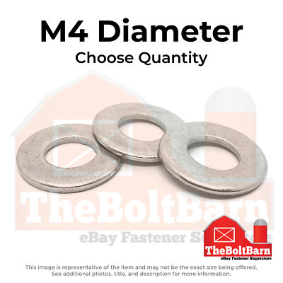 M4 Stainless Steel A2 Flat Washers (Choose Qty)
